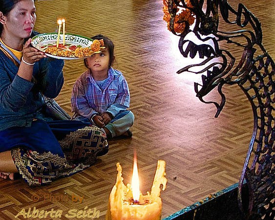 Offering at the Si Muang Temple-Vientiane