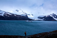 R/V Akademik Ioffe in Kiong Haakon Bay, Peggoty Bluff, South Georgia Island